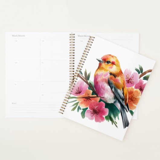 Roze Bloem Vogel Planner (Display)
