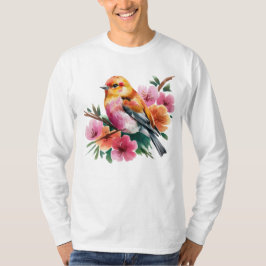 Roze Bloem Vogel T-shirt