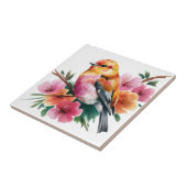 Roze Bloem Vogel Tegeltje (Zijkant)