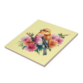 Roze Bloem Vogel Tegeltje (Zijkant)