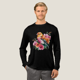 Roze Bloem Vogel Tri-Blend Shirt