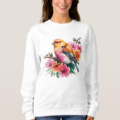Roze Bloem Vogel Trui (Voorkant)
