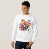 Roze Bloem Vogel Trui (Voorkant volledig)
