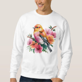 Roze Bloem Vogel Trui