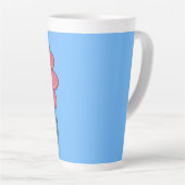 Roze bloem vol met blauwe achtergrond latte mok (Rechterhoek)