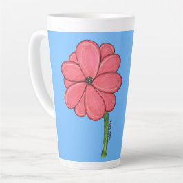 Roze bloem vol met blauwe achtergrond latte mok