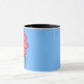 Roze bloem vol met blauwe achtergrond mok (Midden)