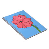 Roze bloem vol met blauwe achtergrond notitieboek (Rechterzijde)