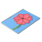 Roze bloem vol met blauwe achtergrond notitieboek (Linkerzijde)