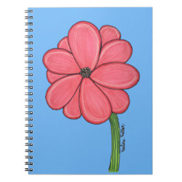 Roze bloem vol met blauwe achtergrond notitieboek