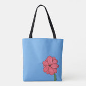 Roze bloem vol met blauwe achtergrond tote bag (Achterkant)