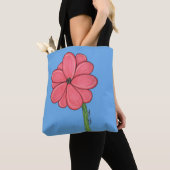 Roze bloem vol met blauwe achtergrond tote bag (Dichtbij)