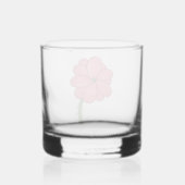 Roze bloem vol met blauwe achtergrond whisky glas (Achterkant)