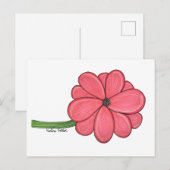 Roze Bloem Volledig Briefkaart (Voorkant / Achterkant)
