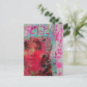 Roze Bloem Vrouw Mixed Media Collage Briefkaart (Staand voorkant)