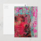 Roze Bloem Vrouw Mixed Media Collage Briefkaart (Voorkant / Achterkant)