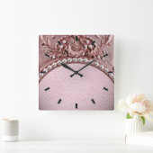 Roze Bloem Wandschijf Klok (Huis)