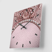 Roze Bloem Wandschijf Klok (Hoek)