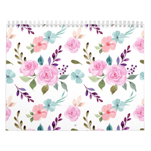 Roze bloem watercolor naadloos kalender (Hoes)