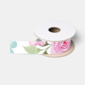 Roze bloem watercolor naadloos satijnen lint (Spoel)