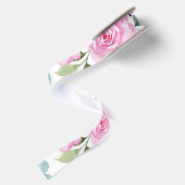 Roze bloem watercolor naadloos satijnen lint (Achterkant)