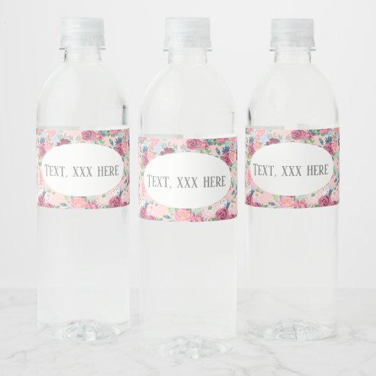 roze bloem waterfles etiket (Flessen)