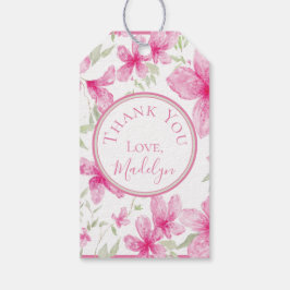 Roze Bloem | Waterverf Azalea | Afstuderen Cadeaulabel