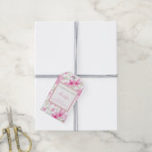 Roze Bloem | Waterverf Azalea | Afstuderen Cadeaulabel (Met Touw)