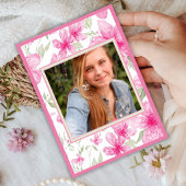Roze Bloem | Waterverf Azalea | Afstuderen Kaart
