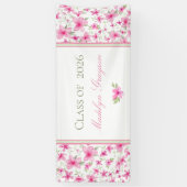 Roze Bloem | Waterverf Azalea | Afstuderen Spandoek (Verticaal)