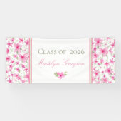 Roze Bloem | Waterverf Azalea | Afstuderen Spandoek (Horizontaal)