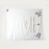 Roze bloem waterverf Doop foto prop Wandkleed (Voorkant (horizontaal))