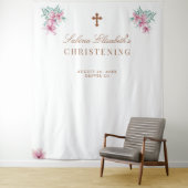 Roze bloem waterverf Doop foto prop Wandkleed (In situ)