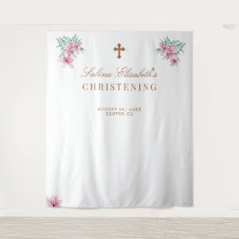 Roze bloem waterverf Doop foto prop Wandkleed