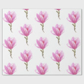 Roze Bloem Waterverf Drawing Wrapping Papier (Vlak)