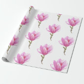 Roze Bloem Waterverf Drawing Wrapping Papier (Uitgerold)