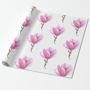 Roze Bloem Waterverf Drawing Wrapping Papier
