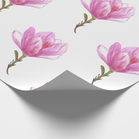 Roze Bloem Waterverf Drawing Wrapping Papier (Hoek)