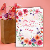 Roze Bloem Waterverf Foto Moederdag Kaart