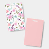 Roze bloem waterverf naadloos badge (Voor- en achterkant)