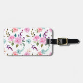 Roze bloem waterverf naadloos bagagelabel (Voorkant horizontaal)