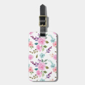 Roze bloem waterverf naadloos bagagelabel (Voorkant verticaal)
