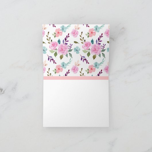 Roze bloem waterverf naadloos bedankkaart (Binnen)