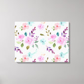 Roze bloem waterverf naadloos canvas afdruk (Voorkant)