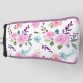 Roze bloem waterverf naadloos golfheadcover (Voorkant)