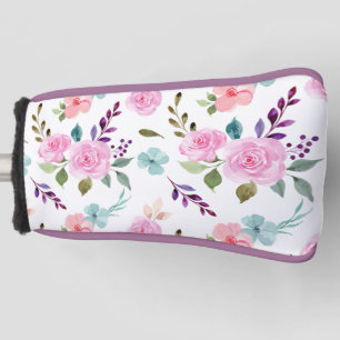 Roze bloem waterverf naadloos golfheadcover