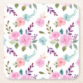 Roze bloem waterverf naadloos kartonnen onderzetters (Voorkant)