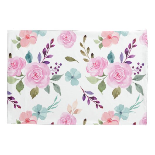 Roze bloem waterverf naadloos kussensloop (Achterkant)