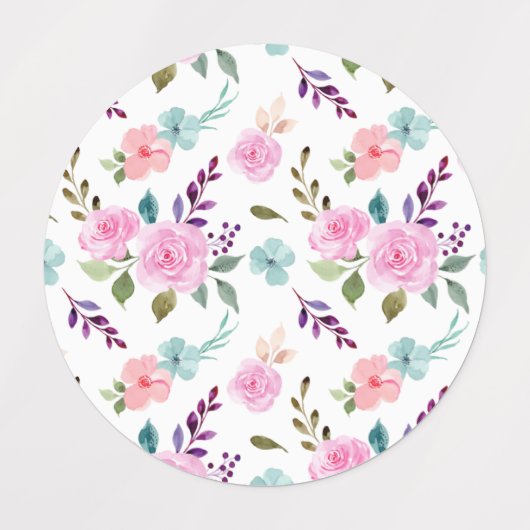 Roze bloem waterverf naadloos labels (Design 1)