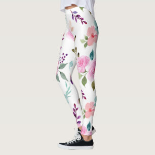 Roze bloem waterverf naadloos leggings